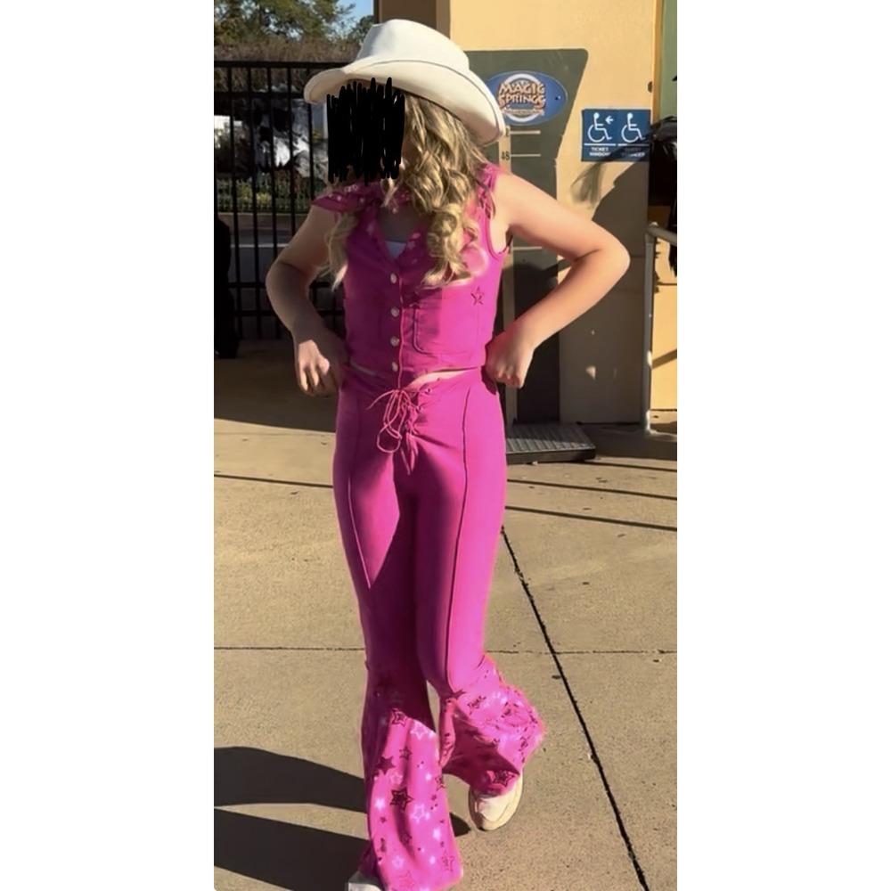 Barbie The Movie Western Barbie Costume Adult XS 0-2 Pink Cowgirl + Hat Bandana